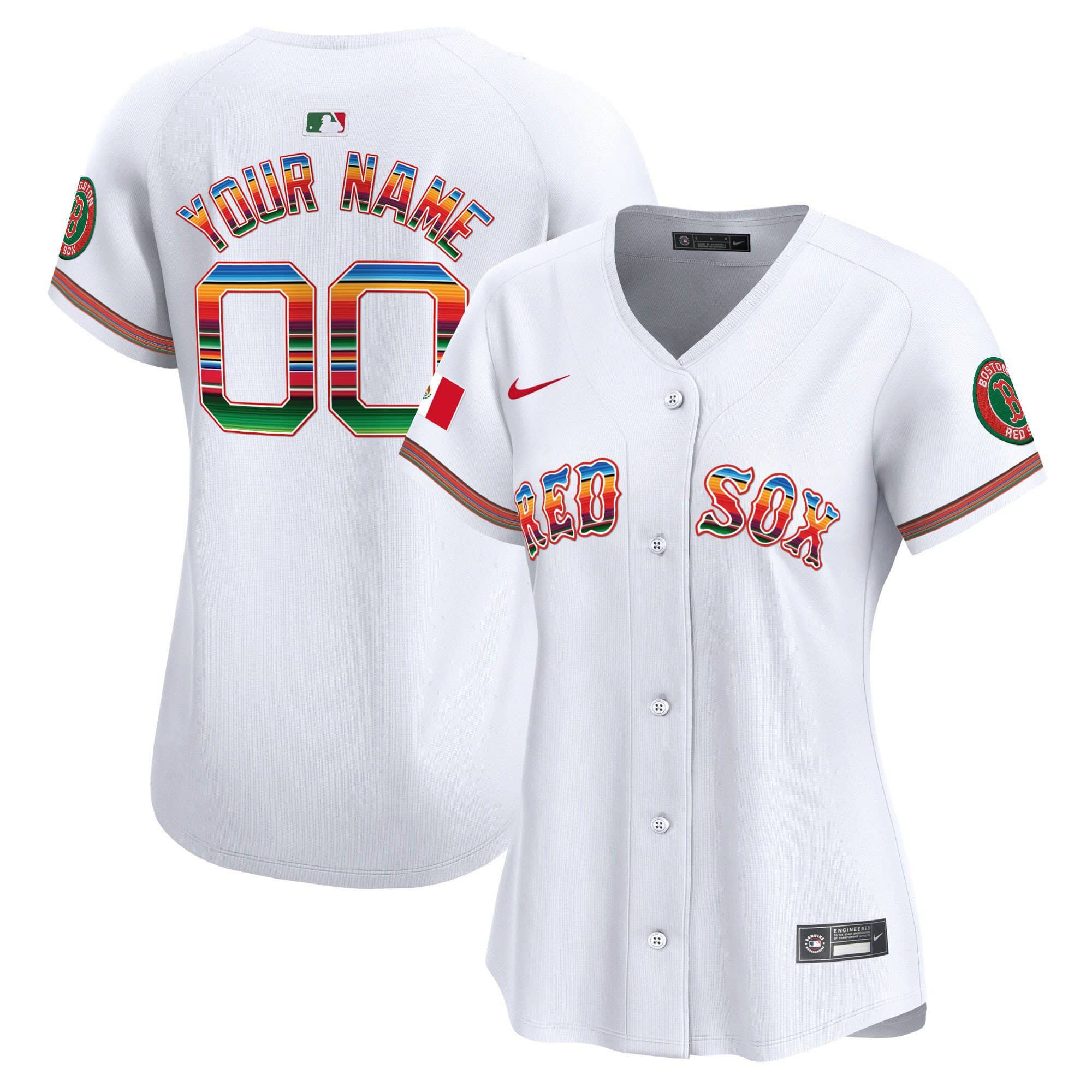 Women Boston Red Sox White 2024 Nike Mexico Vapor Premier Limited Custom MLB Jersey